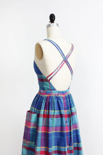 Rainbow Plaid Buttonback Dress S