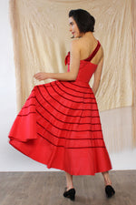 Scarlet 1950s Taffeta Ruffle Dress XS