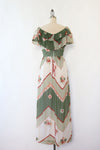 Sage Peach Ruffled Maxi Dress XS/S