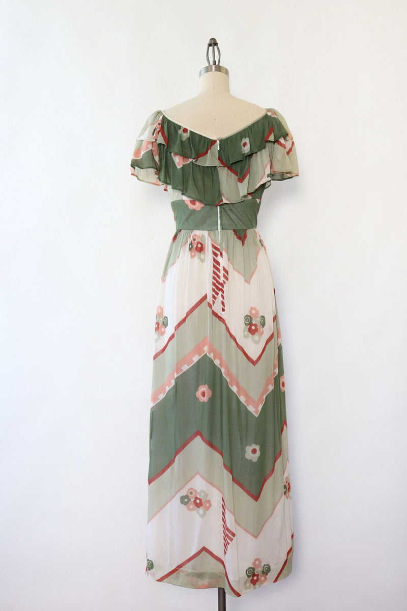 Sage Peach Ruffled Maxi Dress XS/S