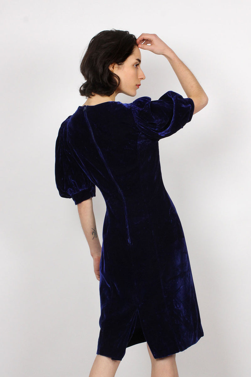 Midnight Velvet Puff Sleeve Dress S/M OMNIA Midnight Velvet Puff Sleeve Dress S/M OMNIA
