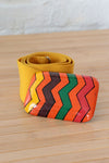 Handpainted Zigzag Wood Buckle Belt M/L