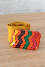 Handpainted Zigzag Wood Buckle Belt M/L