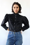 Avec Moi Swiss Dot Ruffle Blouse S/M