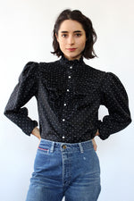 Avec Moi Swiss Dot Ruffle Blouse S/M