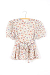 70s Floral Babydoll Top S