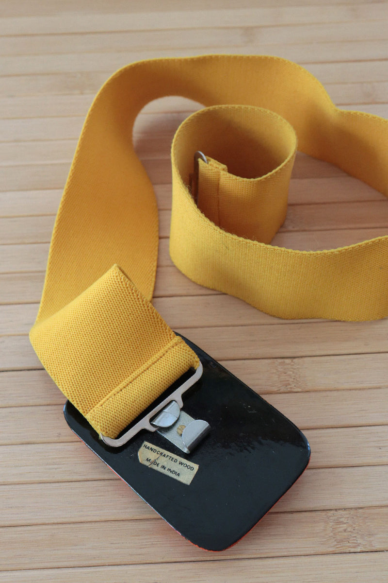 Handpainted Zigzag Wood Buckle Belt M/L
