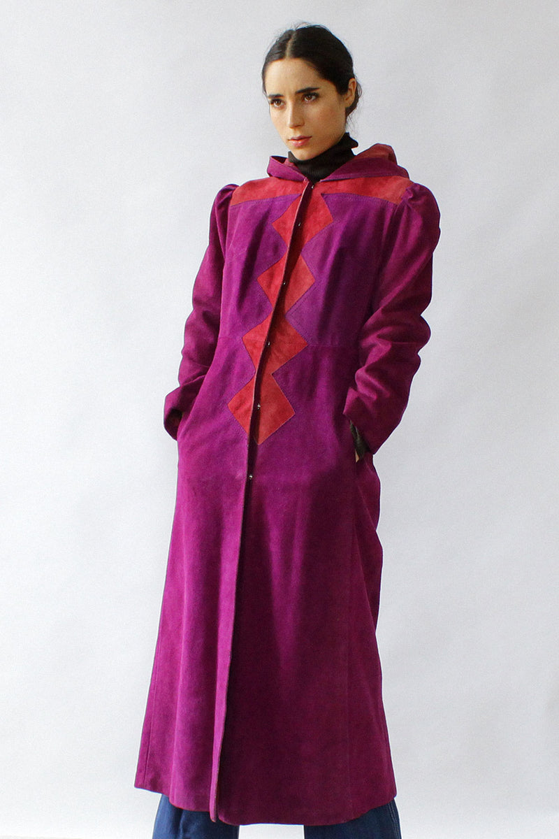 Irving Posluns Hooded Suede Coat XS