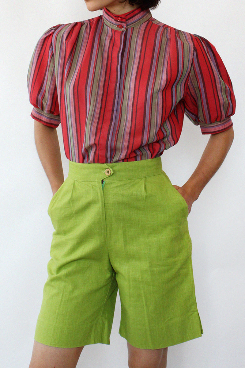 Lime Pleated Shorts S/M