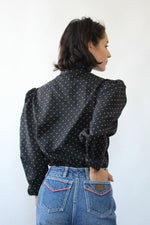 Avec Moi Swiss Dot Ruffle Blouse S/M