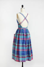 Rainbow Plaid Buttonback Dress S