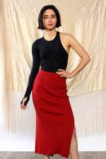 Ribbed Knit Slit Skirt XS/S
