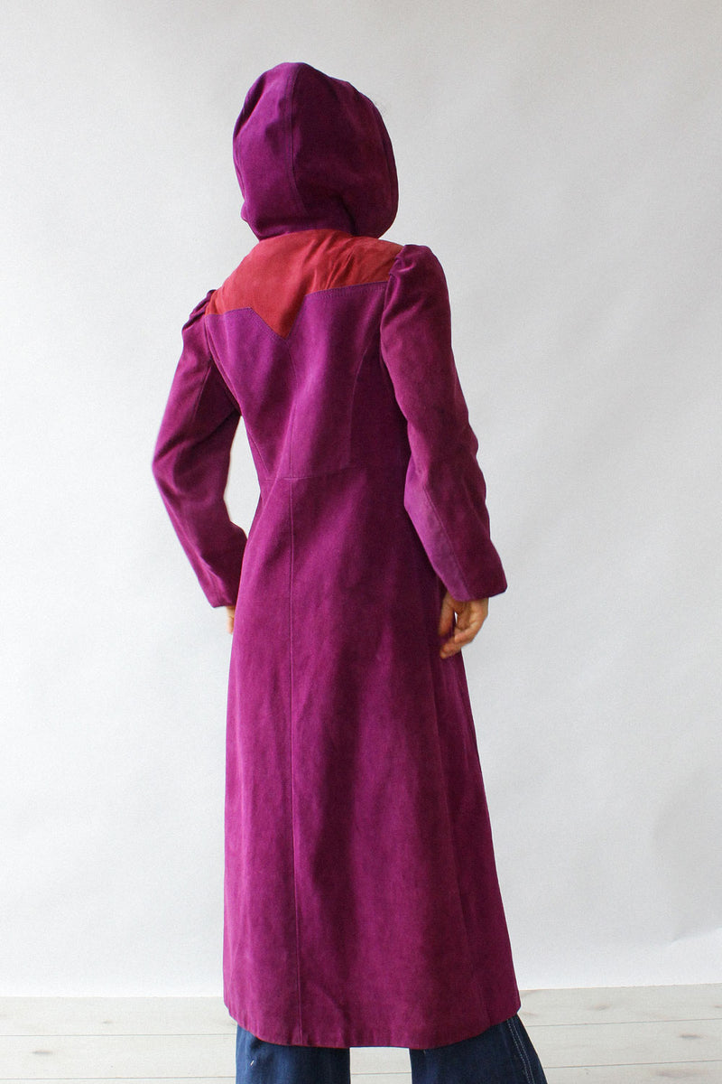 Irving Posluns Hooded Suede Coat XS