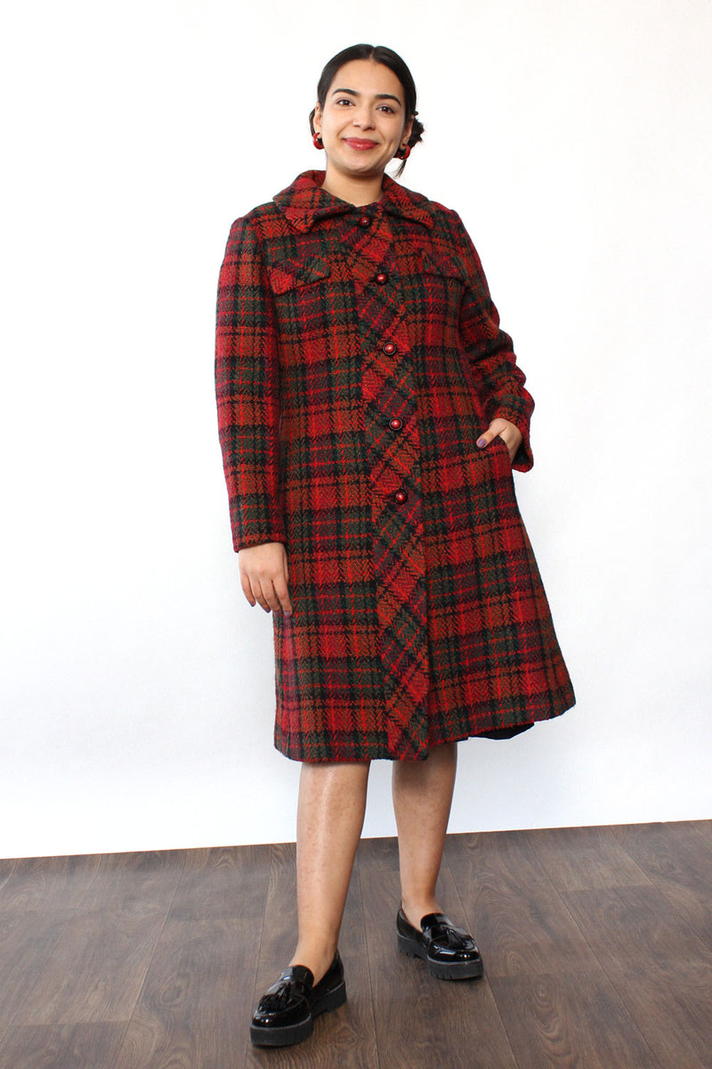 Bromleigh Tweed Plaid Coat M/L