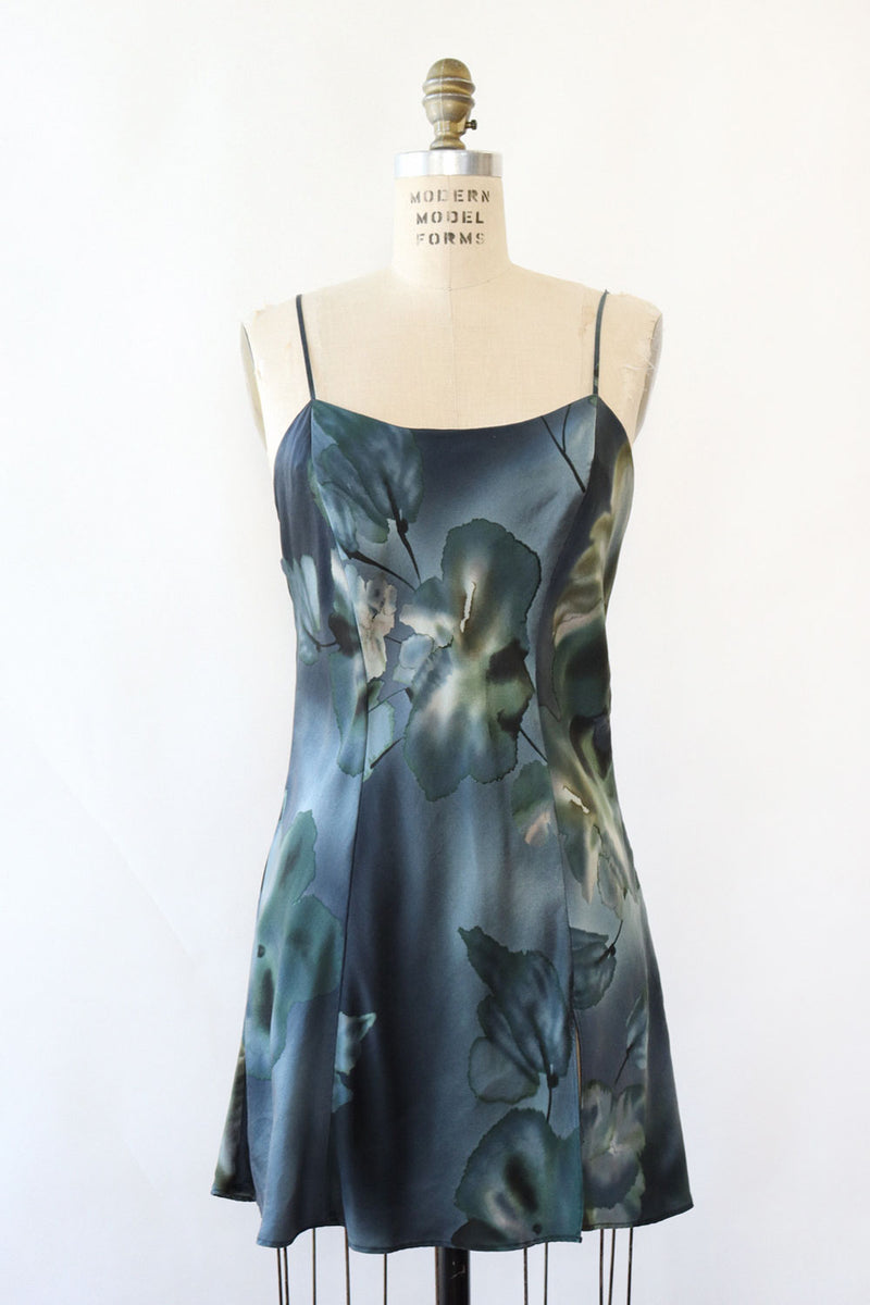 Inky Watercolor Silk Slip M