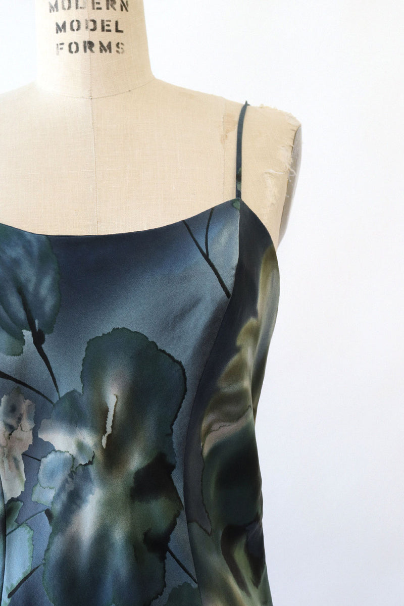 Inky Watercolor Silk Slip M