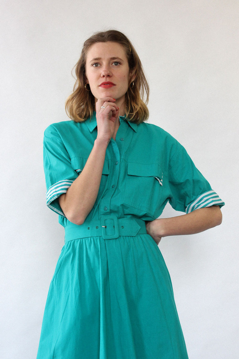 Teal Cotton Power Dress S-L