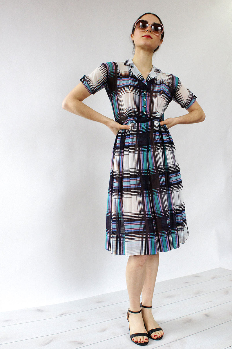 Ashley Sheer Plaid Dress XS