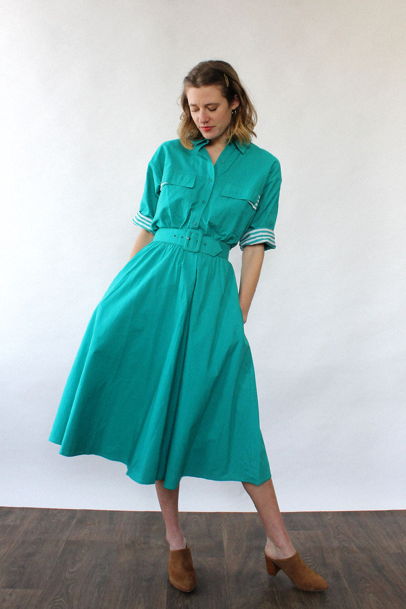 Teal Cotton Power Dress S-L