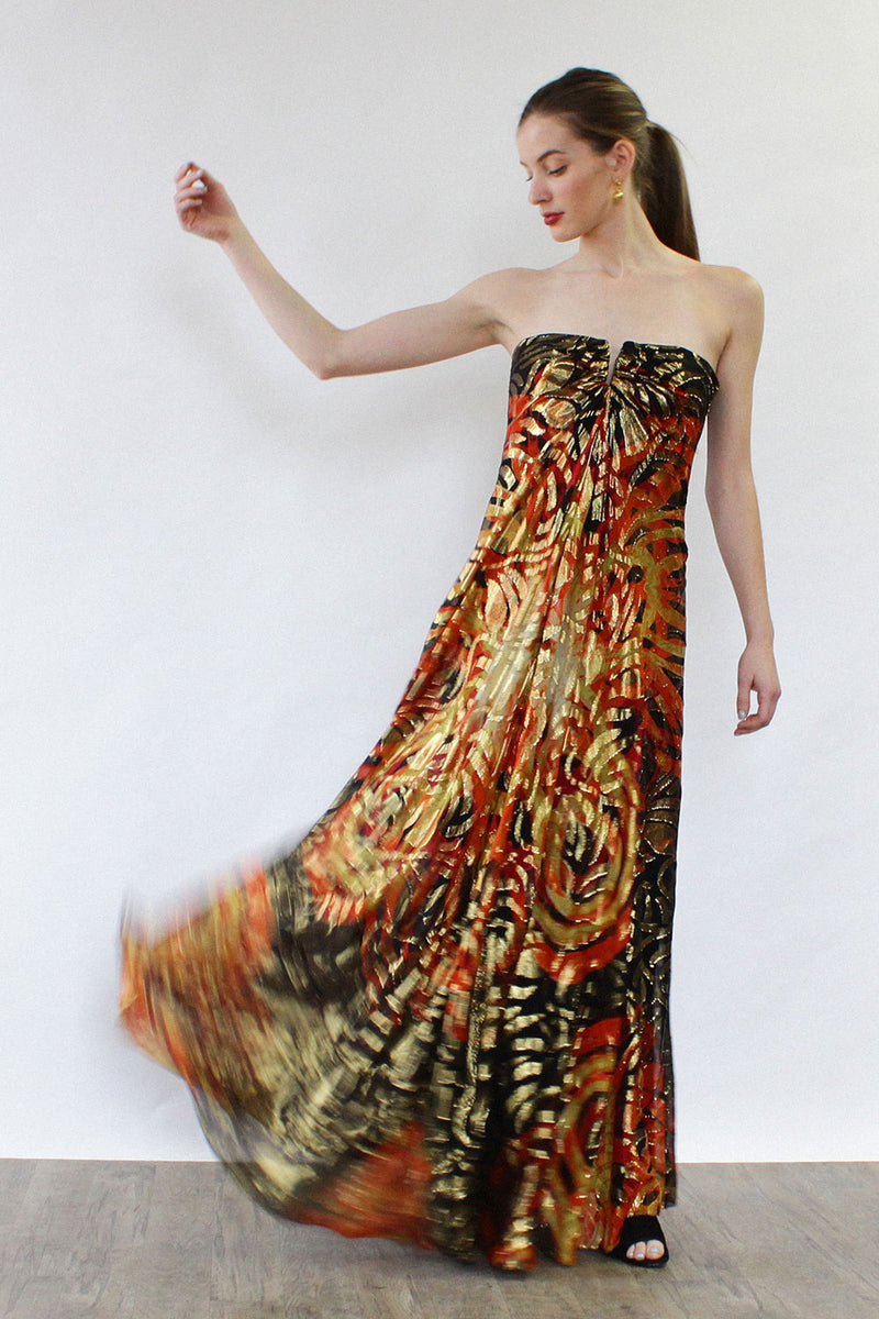 Fireball Silk Metallic Gown S/M