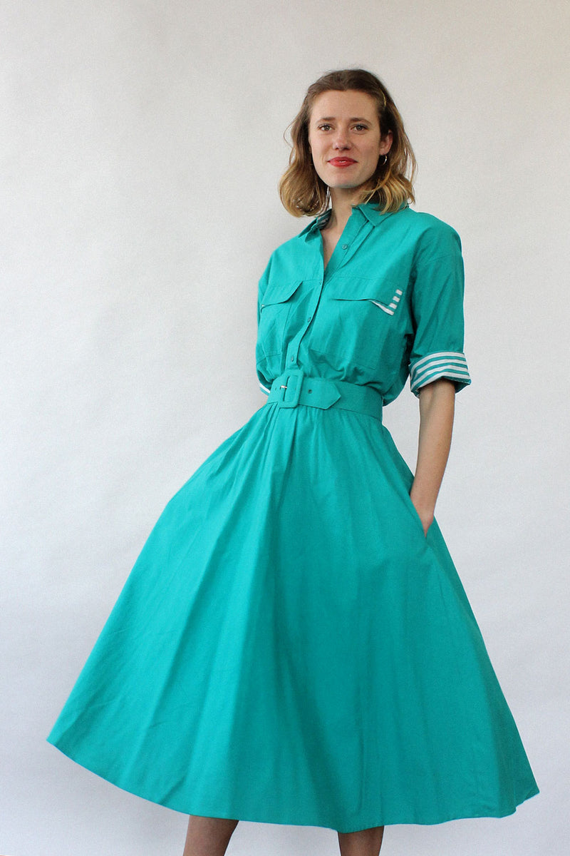 Teal Cotton Power Dress S-L