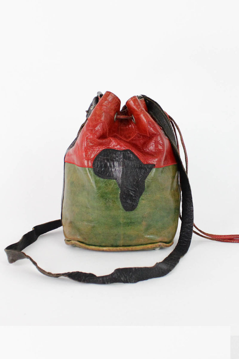 Africa Leather Bucket Bag