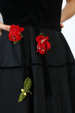 Rose Embellished Velvet Dress XS