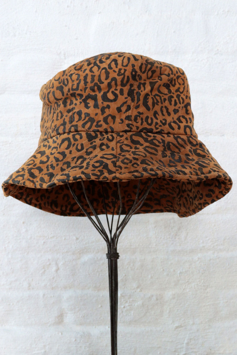 Leopard Print Leather Bucket Hat