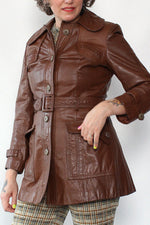 Oak Leather Belted Jacket M