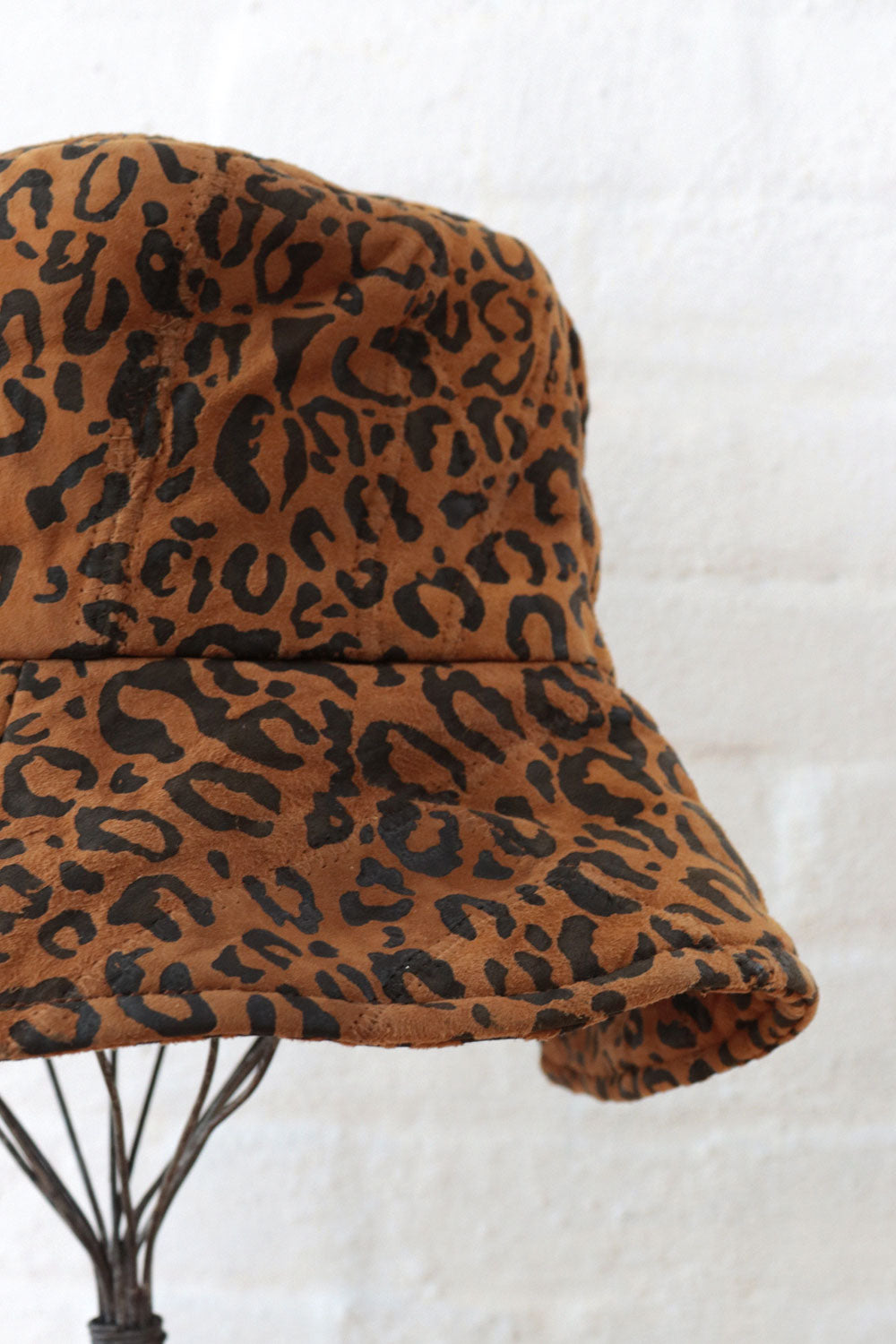 Leopard Print Leather Bucket Hat