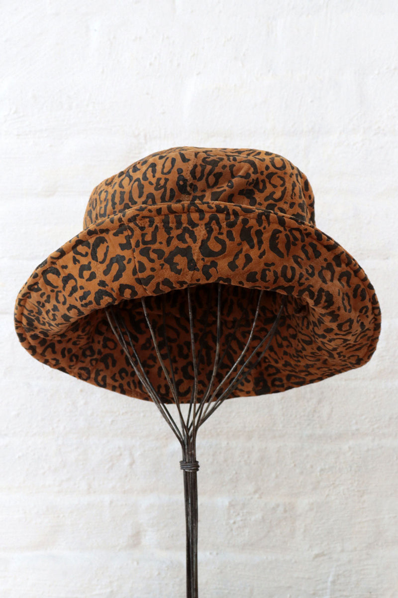 Leopard Print Leather Bucket Hat