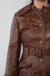 Oak Leather Belted Jacket M