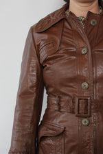 Oak Leather Belted Jacket M