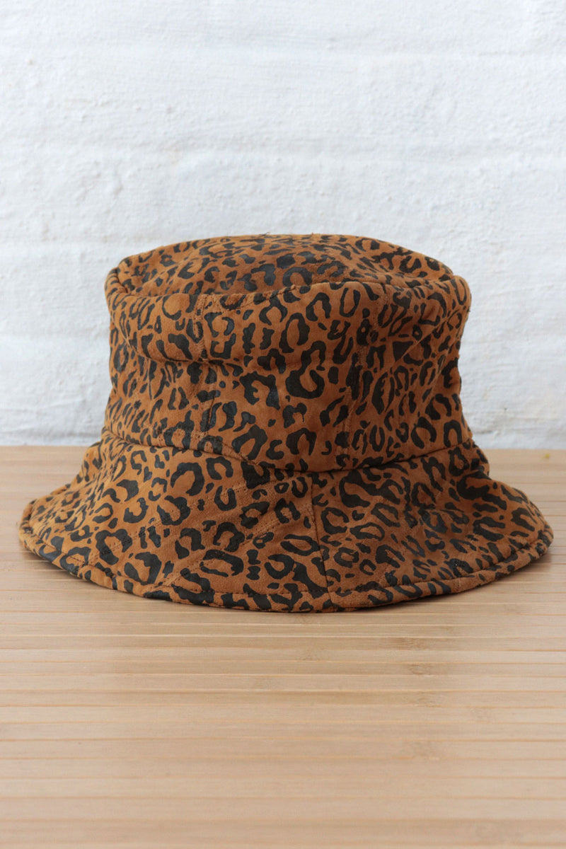 Leopard Print Leather Bucket Hat