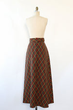 Belted Plaid Maxi Skirt S/M