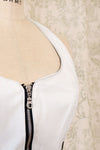 White Leather Black Bodycon Halter Dress M/L