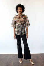 Sheer Golden Floral Tunic S-L