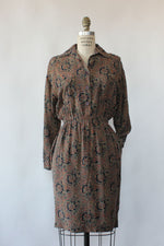Forest Paisley Silk Dress S