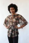 Sheer Golden Floral Tunic S-L