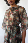 Sheer Golden Floral Tunic S-L