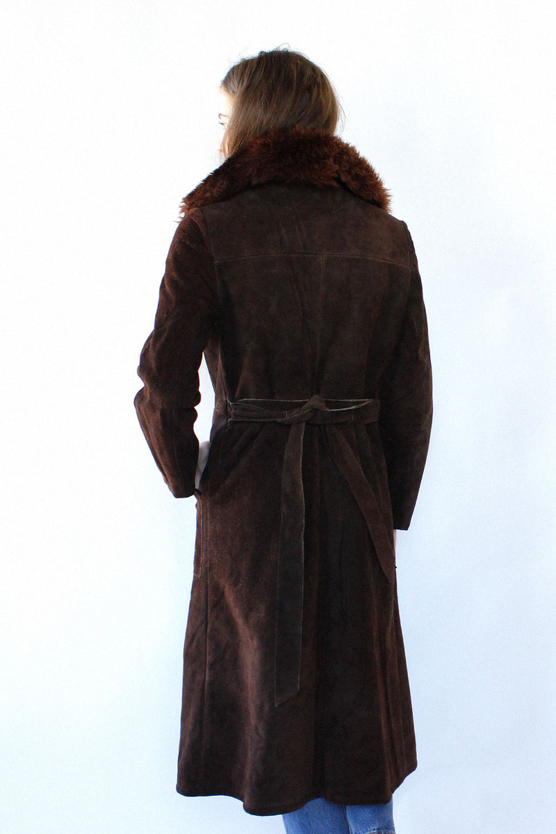 Heavy Suede Shearling Coat S