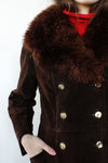 Heavy Suede Shearling Coat S