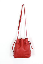 Ruby Red Leather Bucket Bag