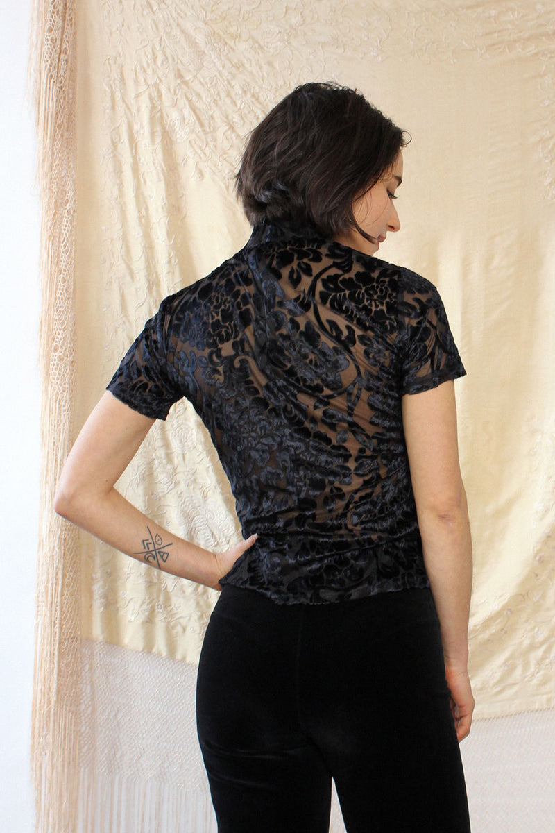 Velvet Burnout Mockneck Top S