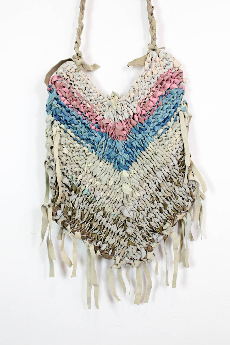 Knit Leather Crossbody Bag