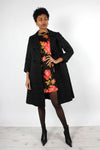 Quilted Black Floral 1960s Coat XS/S