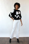 Rhinestone Appliqué B&W Sweater XS-L