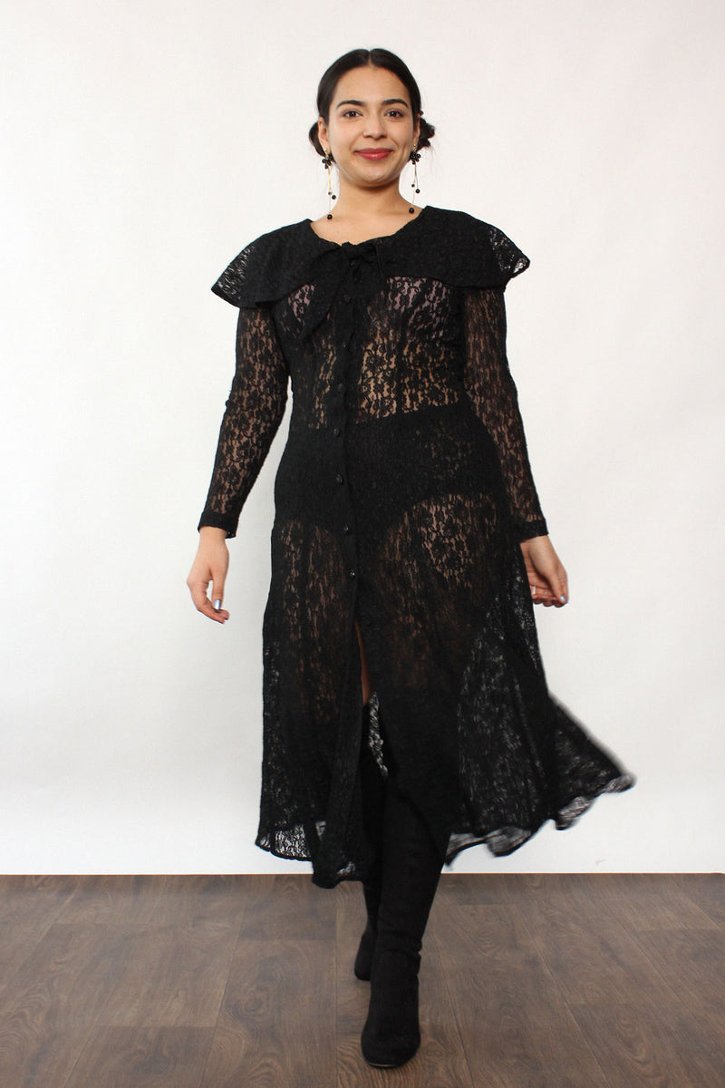 Caped Lace Tea Dress M/L