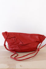 Scrunchy Red Leather Crackle Purse