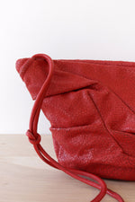 Scrunchy Red Leather Crackle Purse